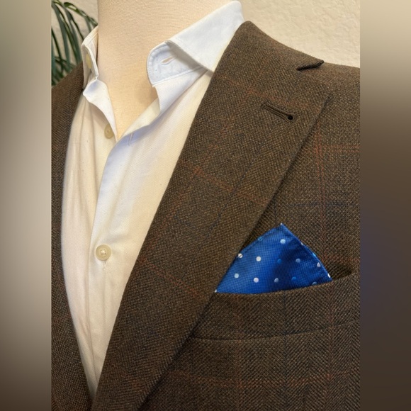 HART SCHAFFNER MARX MENS BLAZER SIZE 42 SPORT COAT BROWN PLAID WINDOWPANE JACKET - Picture 4 of 12